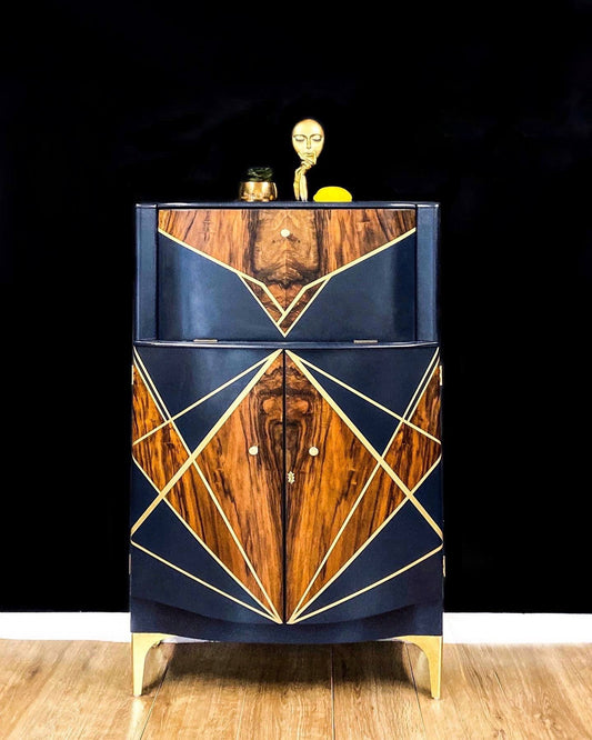 Art Deco Cocktail Cabinet Gatsby In Midnight Blue and Gold sold but can recreate please contact me. Other cabinets available