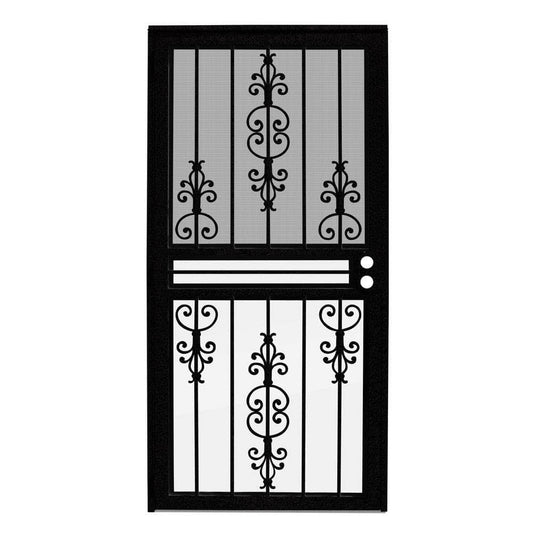 80 in. Estate Black Recessed Mount All Season Security Door w