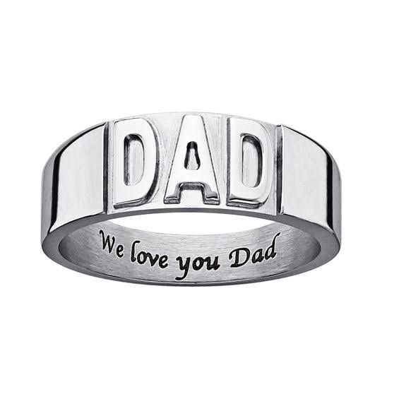 Zales Mens Engravable Dad Band in Stainless Steel