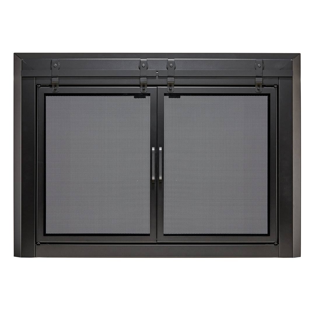 Uniflame Large Gregory Black Cabinet-style Fireplace Doors with Smoke Tempered Glass