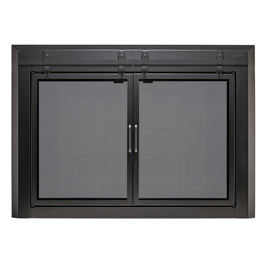 Uniflame Large Gregory Black Cabinet-style Fireplace Doors with Smoke Tempered Glass