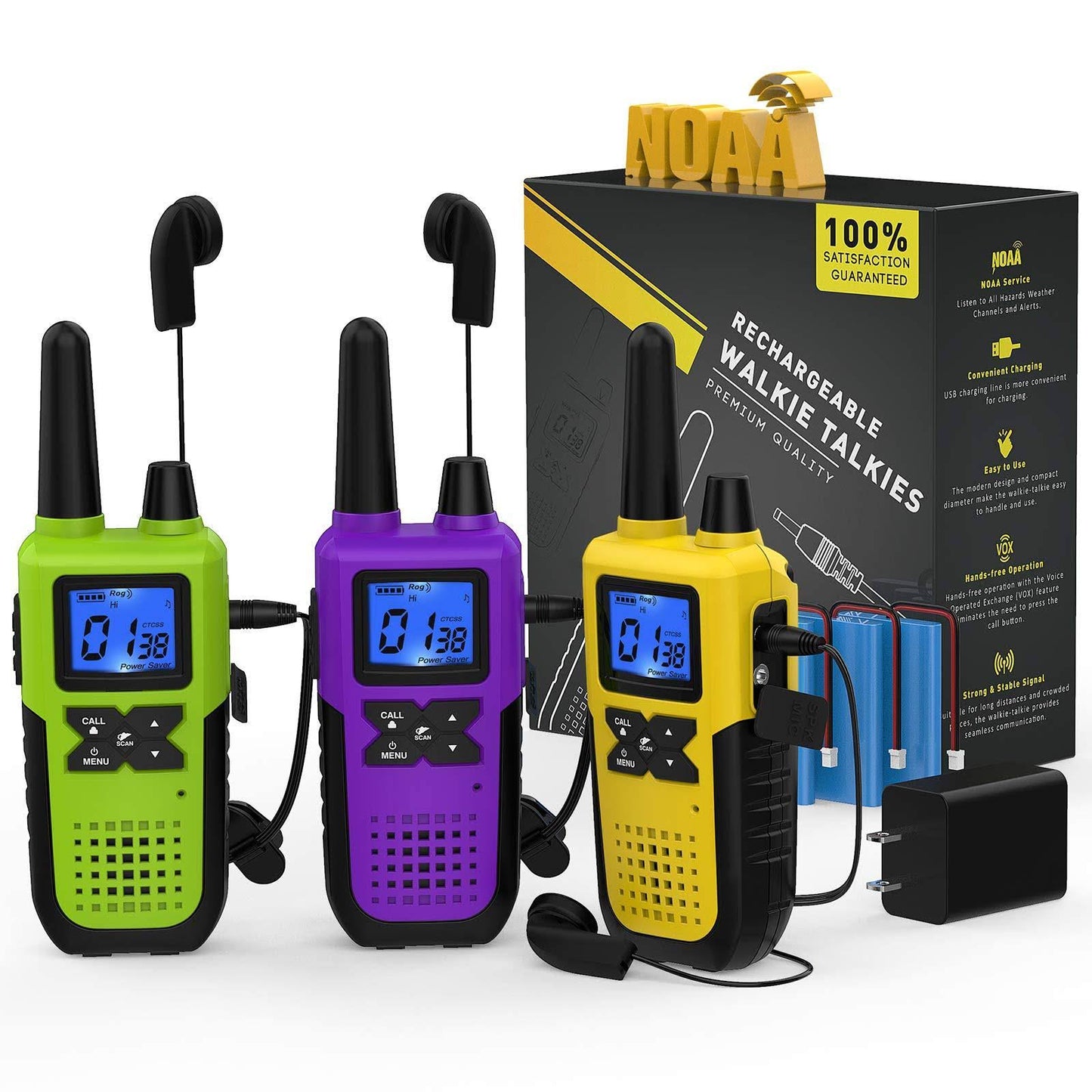 3 Long Distance Walkie Talkies Long Range for Adults Rechargeable 2 Way Radios Walkie Talkies Long Range