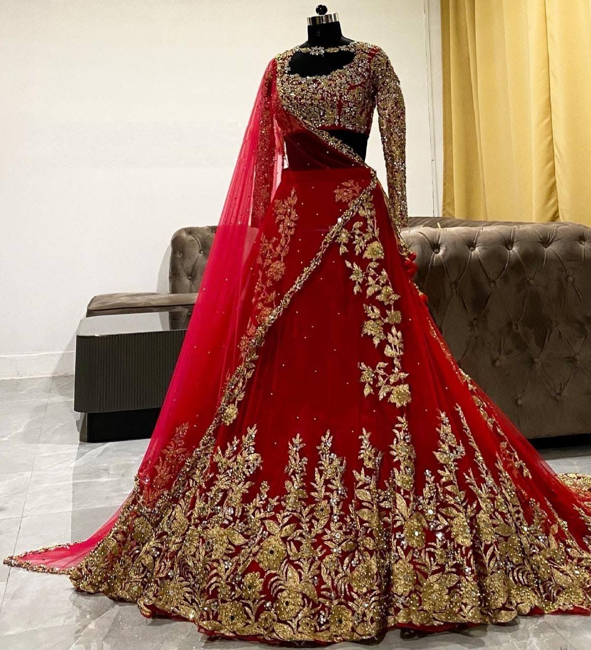 women Designer Bollywood style printed gown dupatta party wear wedding wear bridal dress indian dress