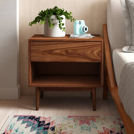 AllModern Indra 1 Drawer Solid Wood Nightstand