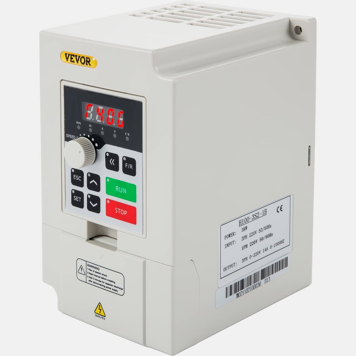 VEVOR Variable Frequency Drive, AC 220V Input 3kW Variable Frequency CNC Drive Inverter Converter, VFD 4HP 1 or 3 Phase Input, 3 Phase Output, CNC