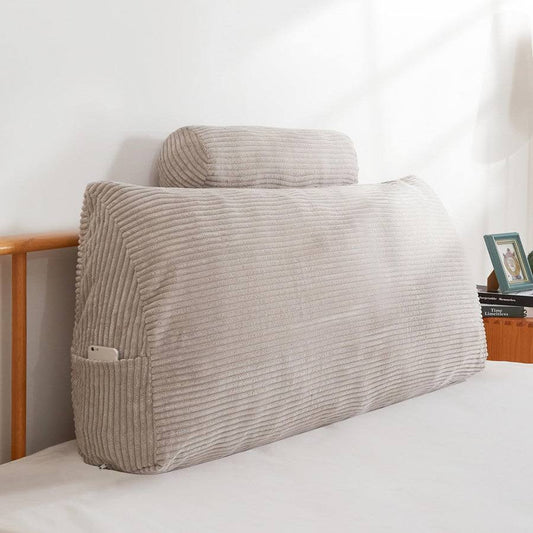 Wedge Headboard Reading Pillow MAXYOYO Color: Beige, Size: 20H x 54W