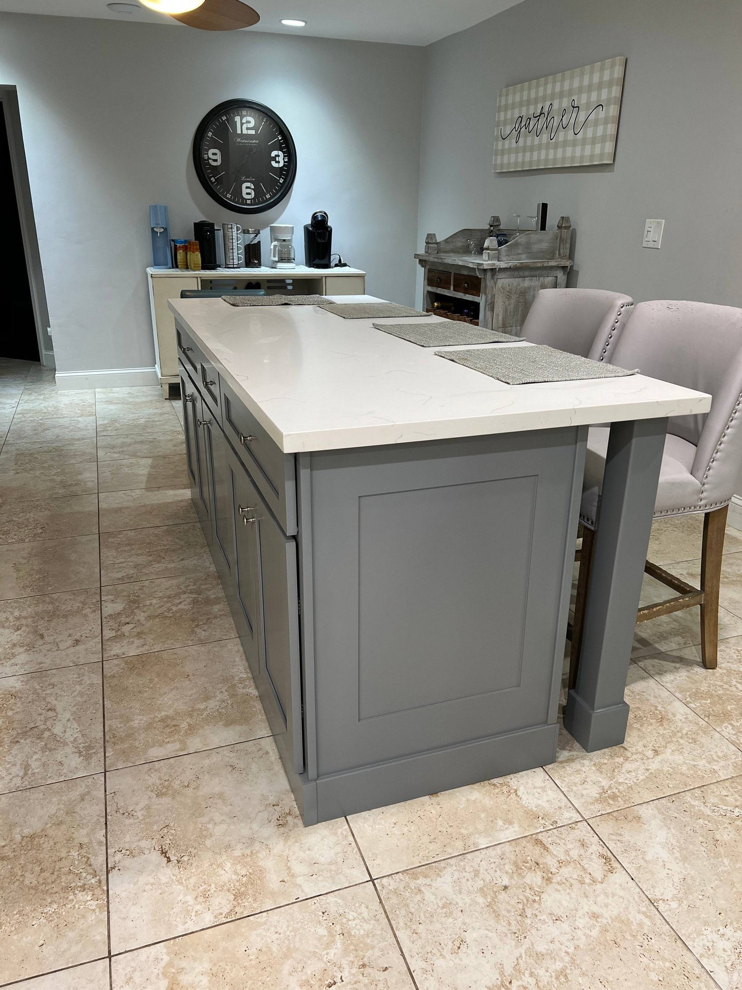 6ft grey kitchen island top