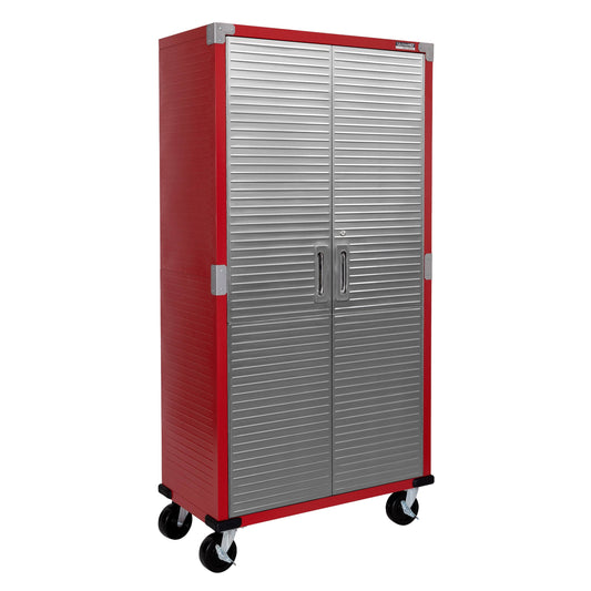 UltraHD Rolling Storage Cabinet, 36 W x 18 D x 72 H, Red