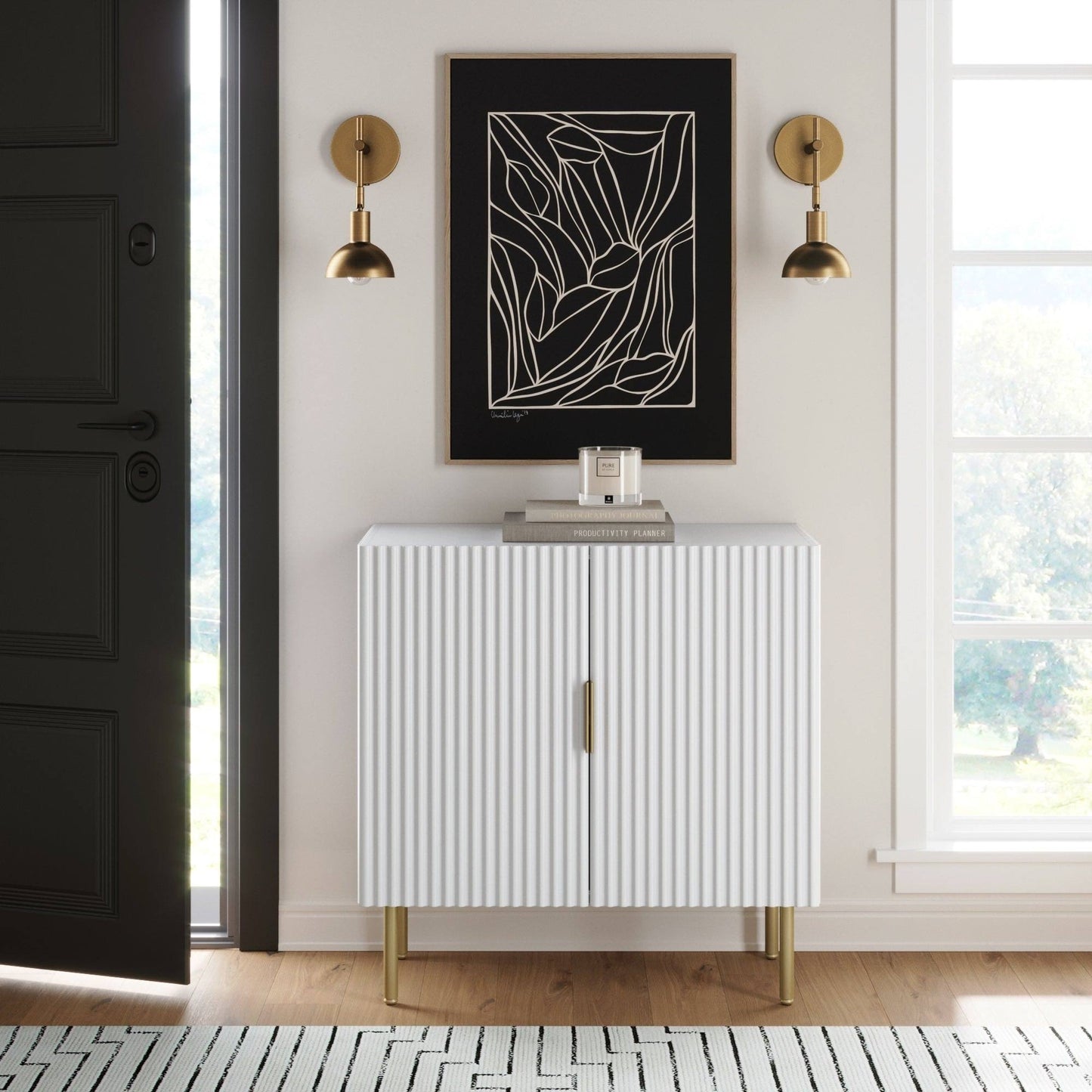 Vera Wood Fluted Storage Cabinet Matte White/Gold - Nathan James