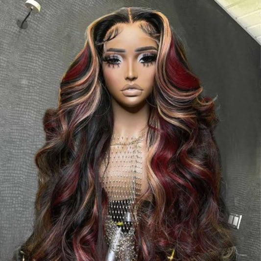 UNice Highlights 13x4 Lace Front Red And Blonde Wave Wig