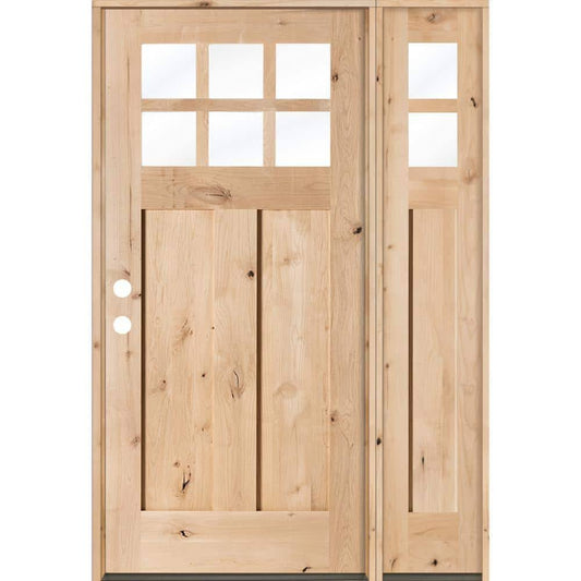 96 in. Craftsman Knotty Alder Panel 6-Lite Unfinished