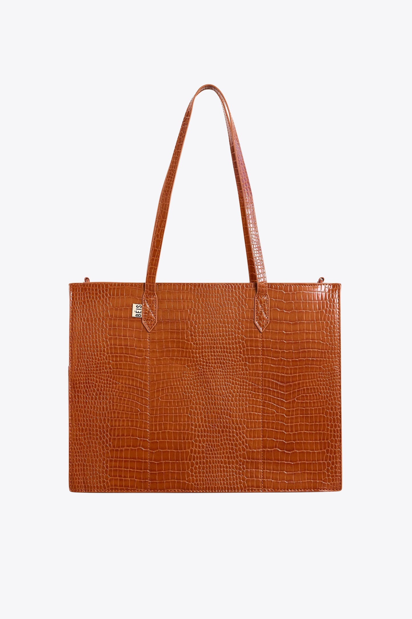 Women Béis Travel BÉIS The Work Tote in Cognac Croc