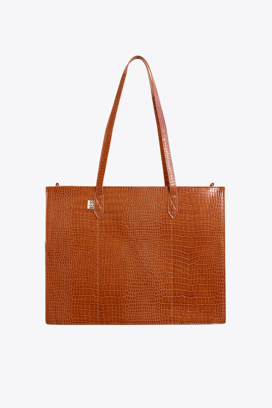 Women Béis Travel BÉIS The Work Tote in Cognac Croc