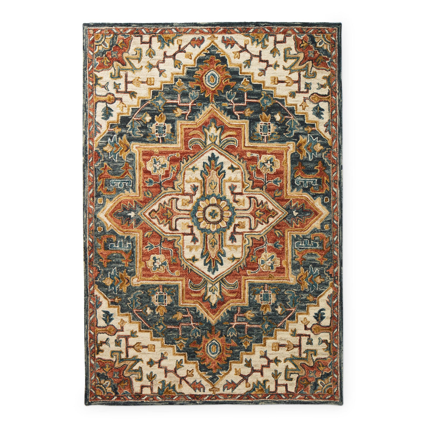 Alexander Home Hand-Hooked Wool Light Blue Traditional Floral Rug - 79 x 99