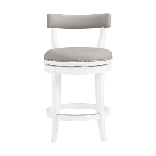 Alaterre Furniture Hanover Swivel Counter Height Bar Stool - White and Gray