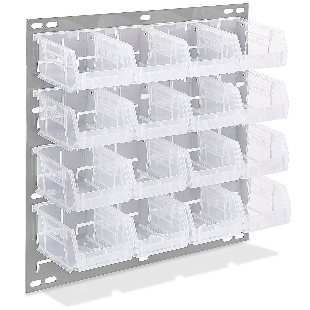 Wall Mount Panel Rack - 18 x 19 with 5 1/2 x 4 x 3 Clear Bins - ULINE - H-4686C