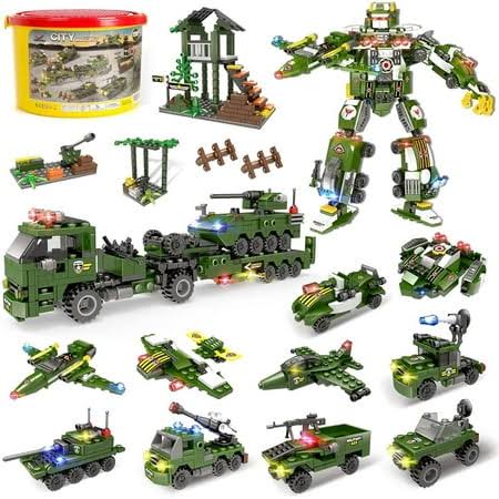 1164 Piece City Building Toys Set Corps War Building Block Kit Army Military Base Toys with Storage Box