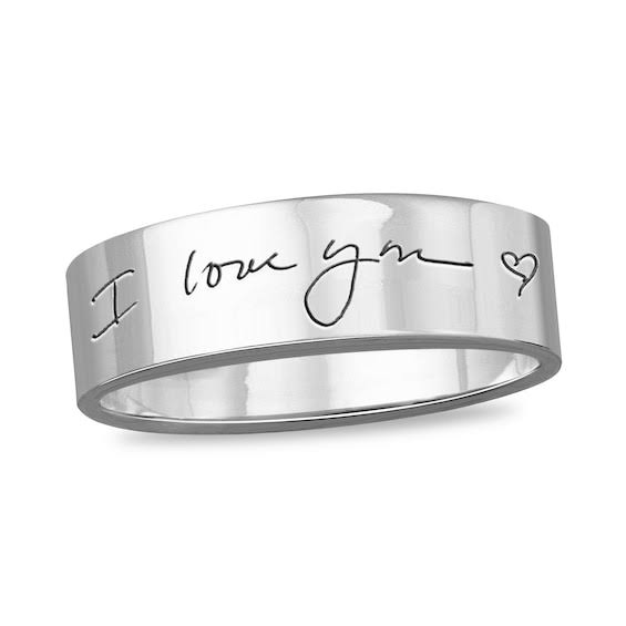 Zales 6.0mm Engravable Message Your Own Handwriting Comfort-Fit Wedding Band in Sterling