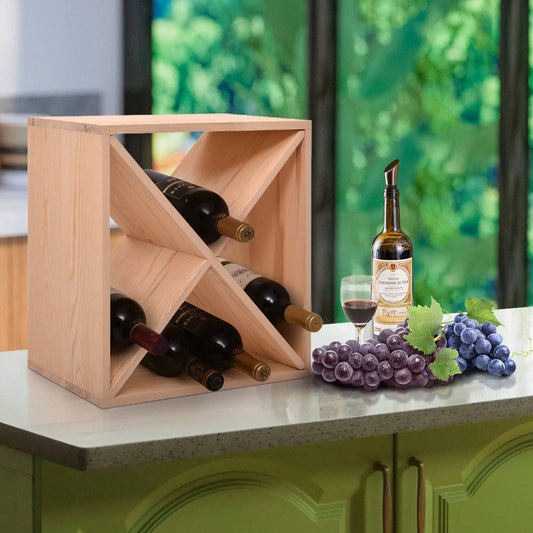 Adenn 24 Bottle Solid Wood Floor Wine Bottle Rack in Natural Ebern Designs