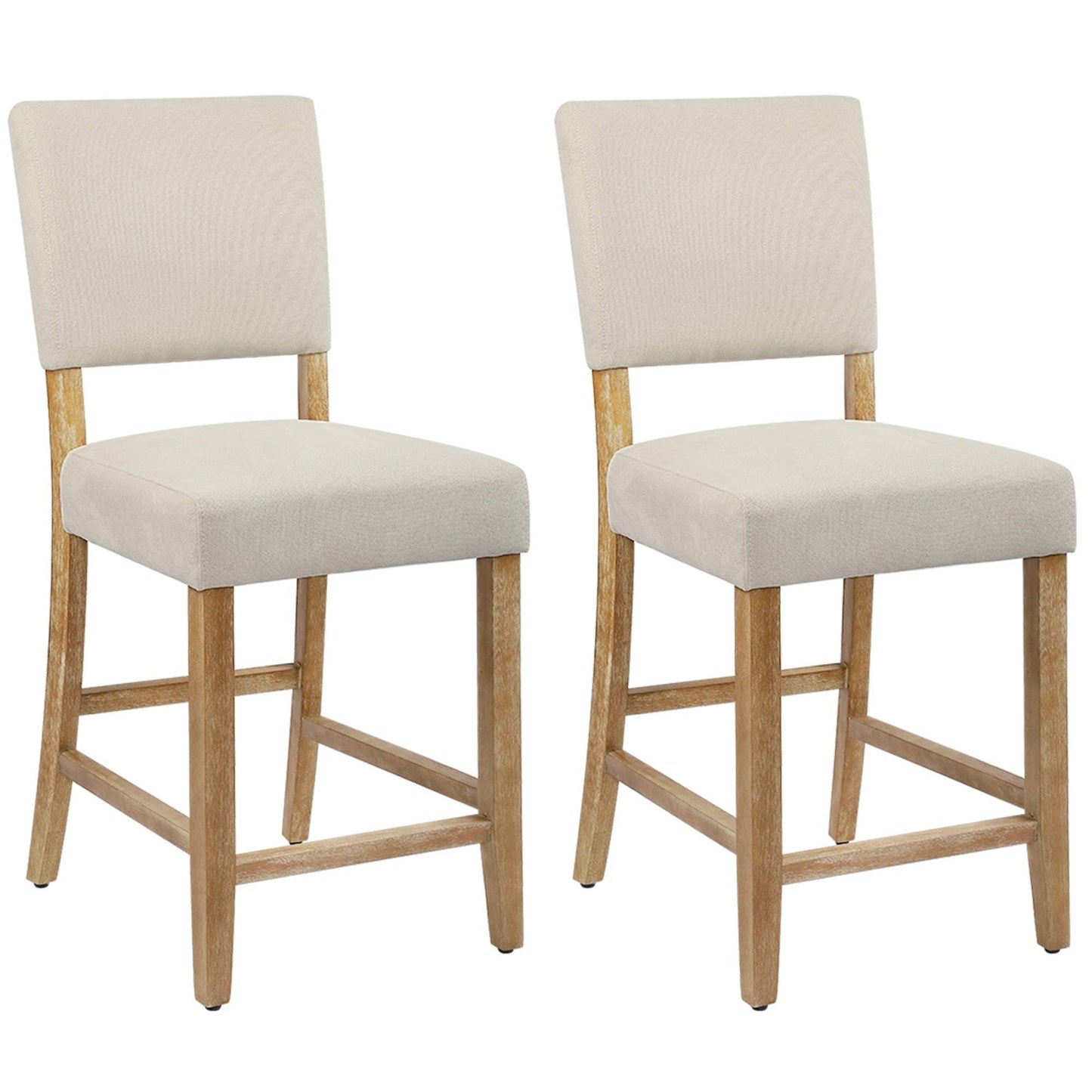 24 Inches Counter Height Bar Stools Upholstered Barstools with Brushed Legs Set of 2