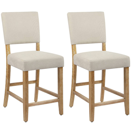 24 Inches Counter Height Bar Stools Upholstered Barstools with Brushed Legs Set of 2