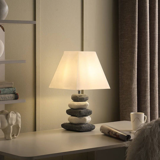 17.5 In COASTAL Woollard 5 STACKED PEBBLE CERAMIC TABLE LAMP Wrought Studio