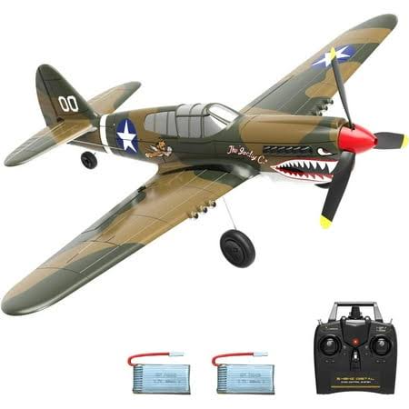 Volantexrc RC Plane 4CH Remote Control Airplane Ready to Fly P40 Radio Controlled Aircraft for Beginners with Xpilot Stabilization System, One Key