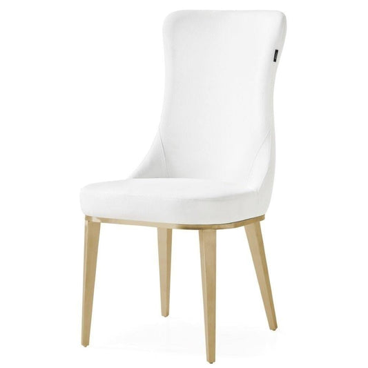 Zuri Furniture Modern Norma Dining Chair - White with Brushed Gold Base