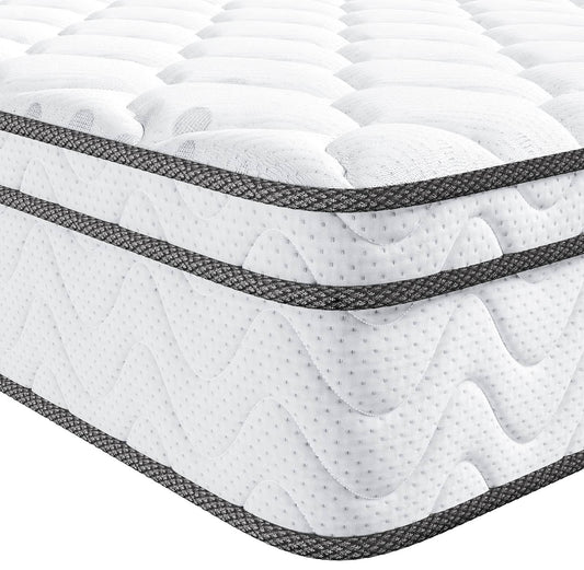 Vesgantti 12 inch Hybrid Queen Mattress, Gel Memory Foam & Pocket Coils, Medium Firm, Plush Feel