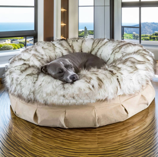 Animals Matter Faux Fur Shag Puff Companion-Pedic Luxury Dog Bed