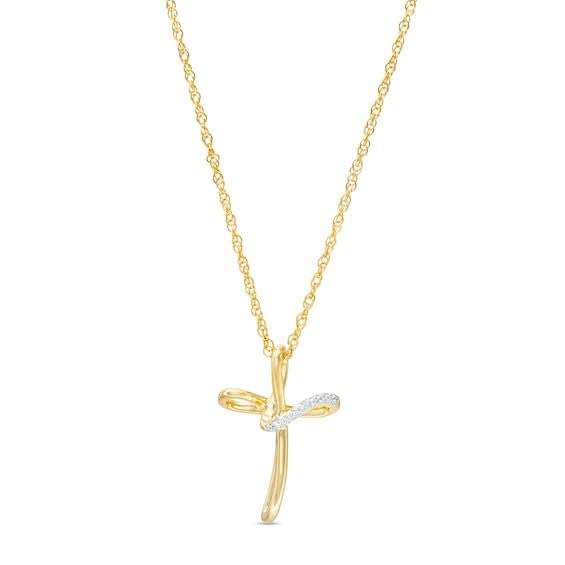 Zales Diamond Accent Loop Cross Pendant in Sterling