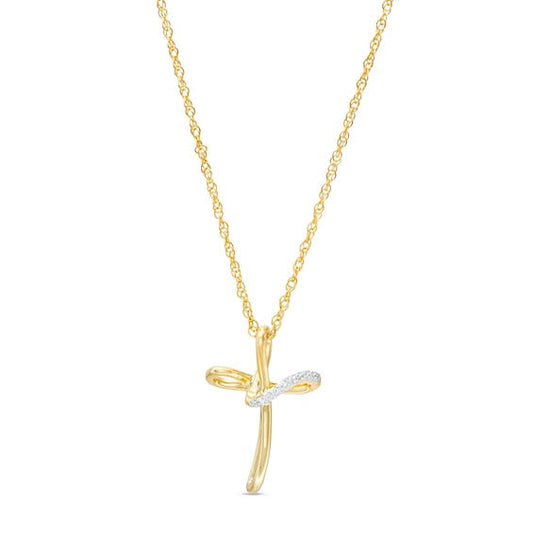 Zales Diamond Accent Loop Cross Pendant in Sterling