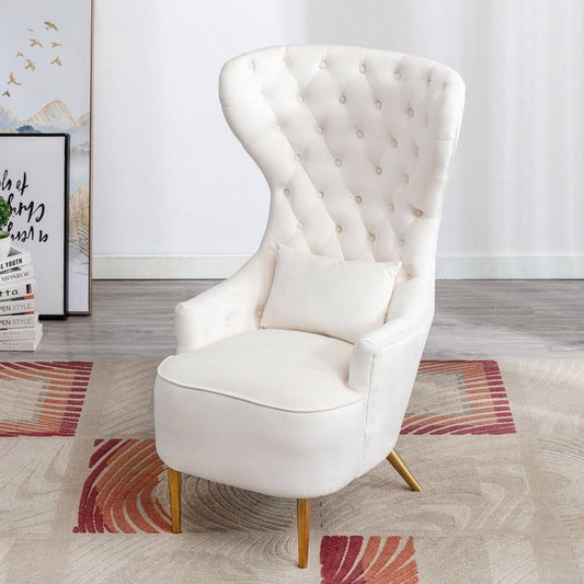 Upholstered Tufted Velvet High Wingback Chair Inspire Me! Home Décor Fabric: Cream Velvet