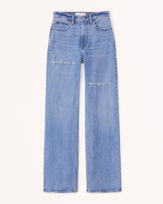 Womens Abercrombie & Fitch High Rise 90s Relaxed Jean in Medium