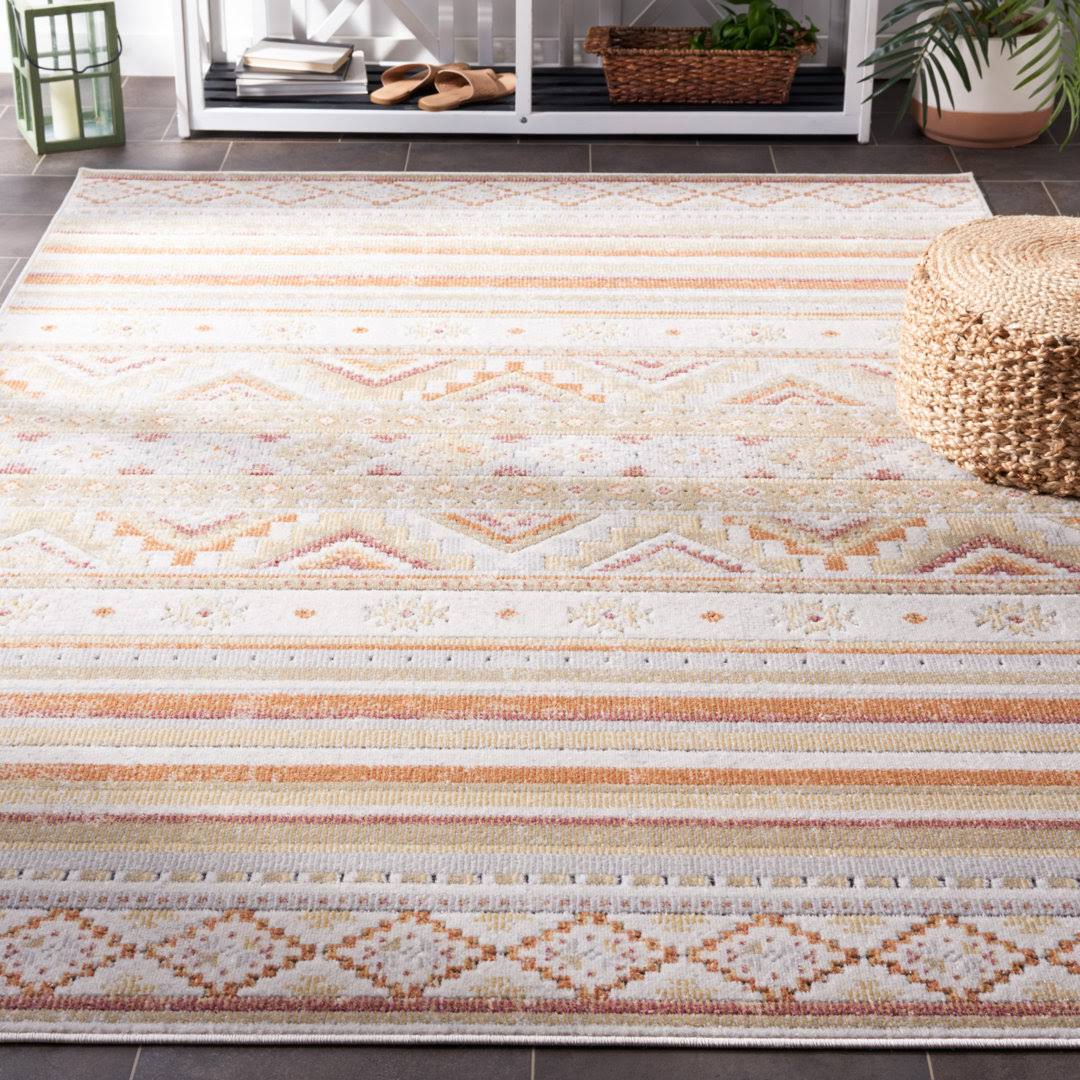 Aidelyn Southwestern Ivory/Beige Gold Indoor / Outdoor Area Rug Foundry Select Rug