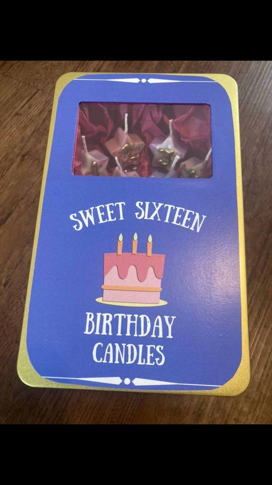 16 Wishes Candles Box Gold tin Sweet 16 gift ideas Sweet Sixteen party favors Birthday candles Reusable Gold metal tin Lucky duck matchbox