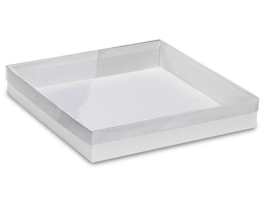 Uline Clear Lid Boxes with White Base 12 x 12 x 2