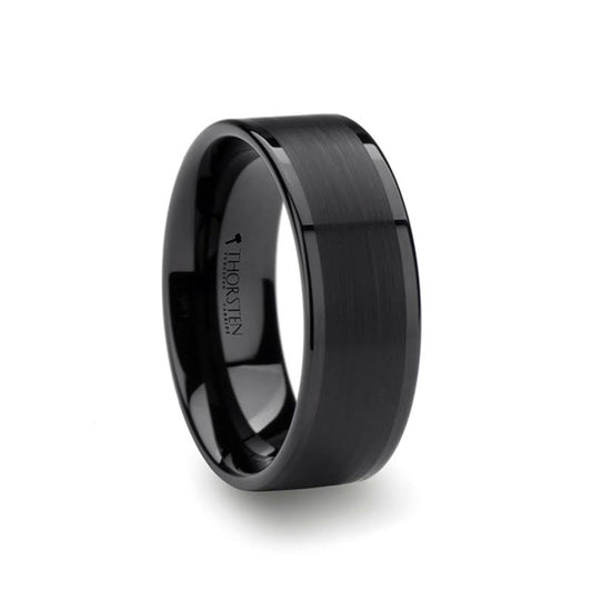 Vulcan Wedding Band in Black Tungsten with Brushed Center