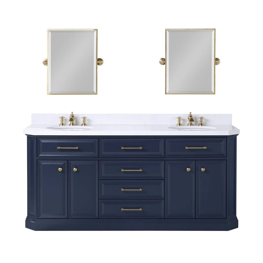 Water Creation Palace 72 Wood Double Bathroom Vanity in Cashmere Gray/Chrome