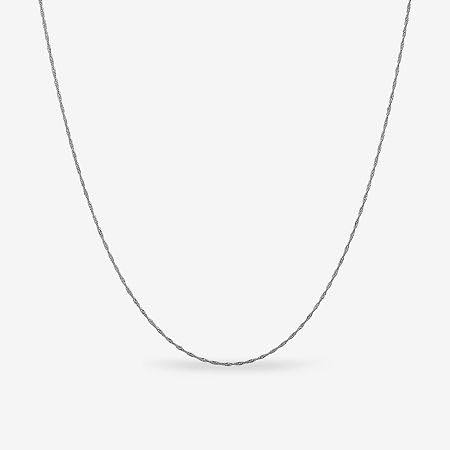 14K White Gold 14-30 Solid Singapore Chain Necklace