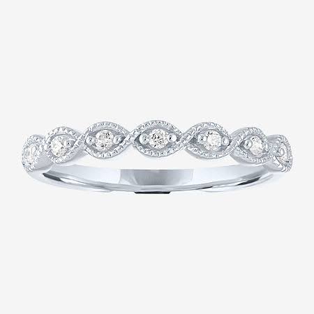 Womens 1/10 CT. T.W. Mined White Diamond 10K White Gold Stackable Ring