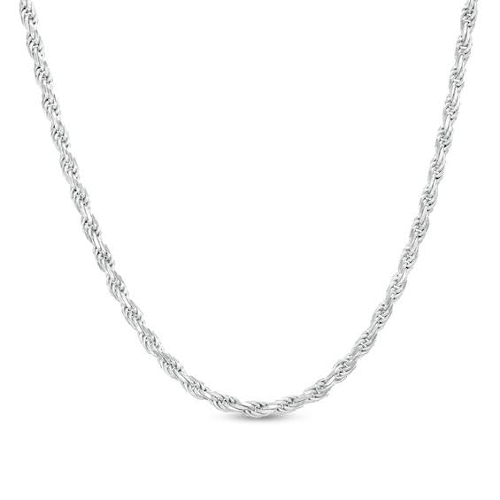 Zales Mens 3.5mm Solid Rope Chain Necklace in Sterling