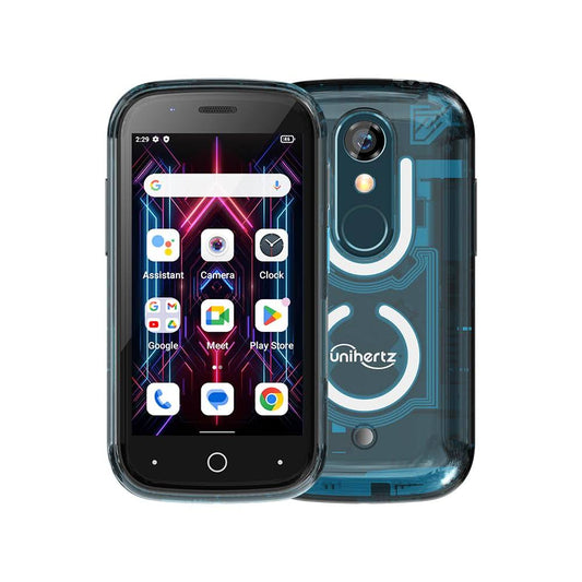 Unihertz Jelly Star, The Worlds Smallest 4G Android 13 Smartphone Transparent Design LED Light NFC OTG, Blue (Support T-Mobile & Verizon only)