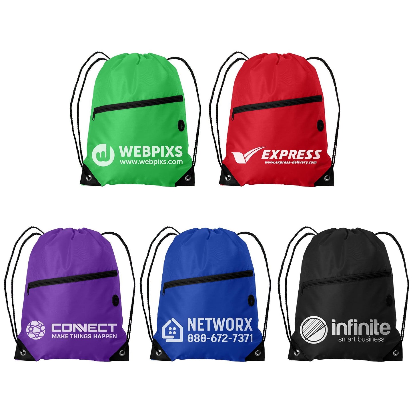 50 Custom Everyday Commuter Drawstring Backpacks - Personalized Promotional Backpacks by Pens.com