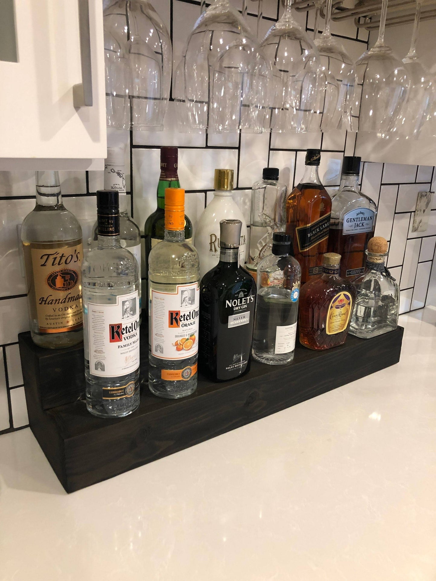 Any Size Tiered Bottle Display Alcohol Shelving Bar Organization