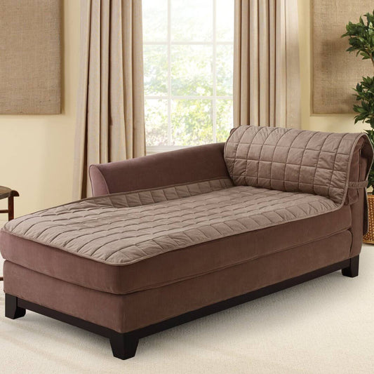 Antimicrobial Quilted Armless Chaise Furniture Protector Ivory - Sure Fit