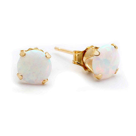 White Opal 10K Gold Stud Earrings