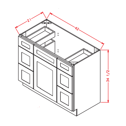 VDDB42 - Vanity Base Combo 42 -Shaker White