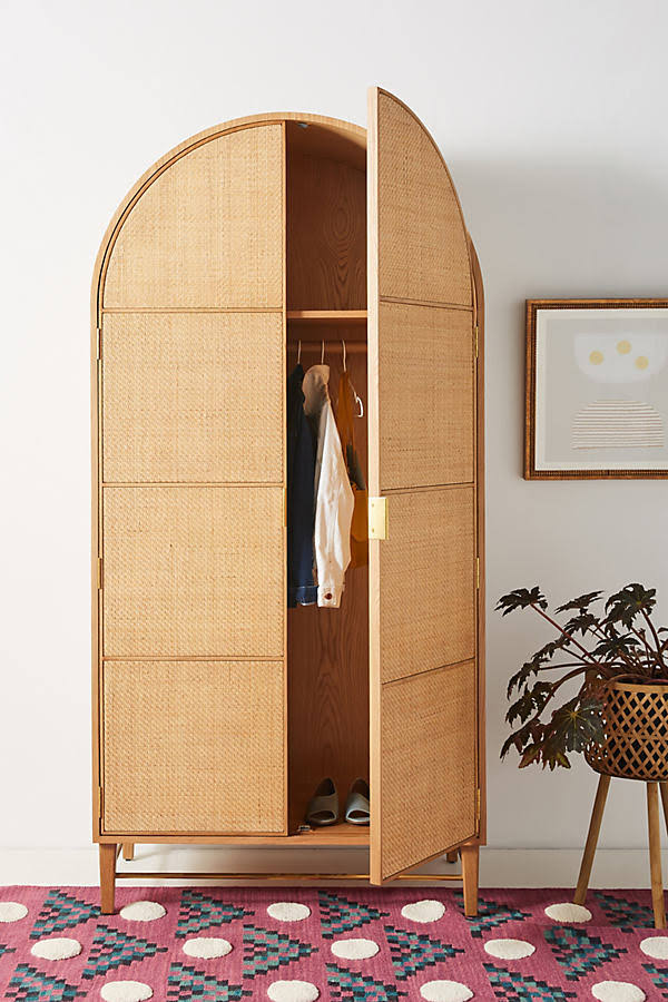 Wallace Cane and Oak Armoire by Anthropologie