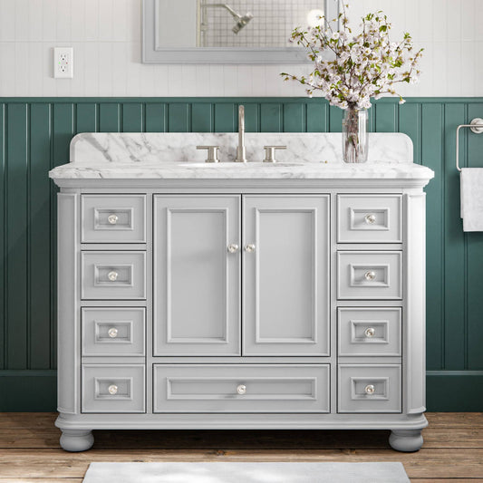 Allen + Roth Wrightsville 48-in Light Gray Undermount Single Sink Bathroom Vanity with Carrara Natural Marble Top | 3116VA-48-242L